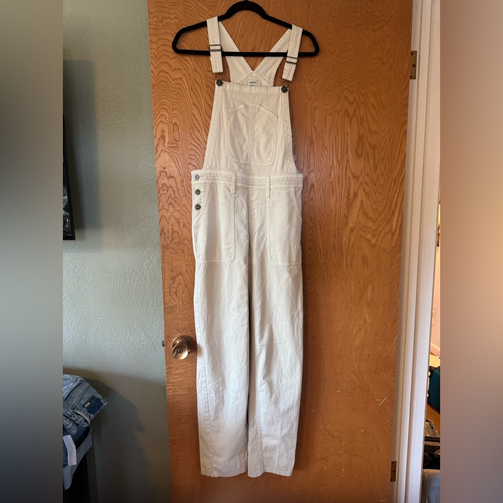PrAna Ivory Denim Utility Overalls